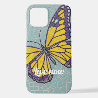 Funda Para iPhone 12 mosaic butterfly live now teal phone case