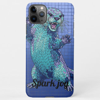Funda Para iPhone 11Pro Max Mosaic Otter Spark Joy Teal Blue Phone Case