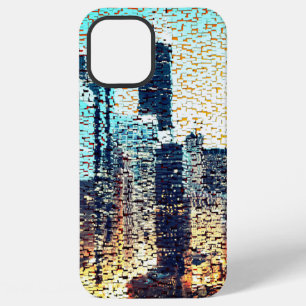 Funda Para iPhone 12 Pro Max Mosaico azulado de gran ciudad construida