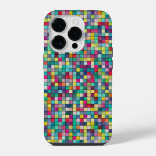 Funda Para iPhone 14 Pro Mosaico de cuadrados coloridos patrón geométrico m