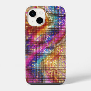 Funda Para iPhone 14 Mosaico Disco Arcoíris Vibrante Brillo Destello Lu