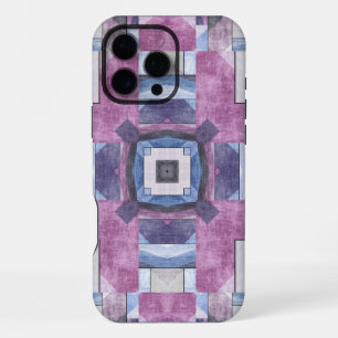 Funda Para iPhone 16 Pro Max Mosaico Geométrico Abstracto Púrpura, Azul y Gris