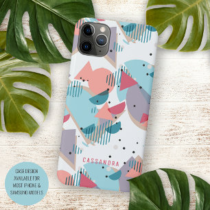 Funda Para iPhone 16 Pro Max Mosaico personalizado azul teal rosa melocotón nar