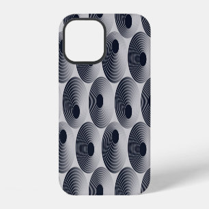 Funda Para iPhone 12 Mosaico plateado-negro: textura de anillos concént