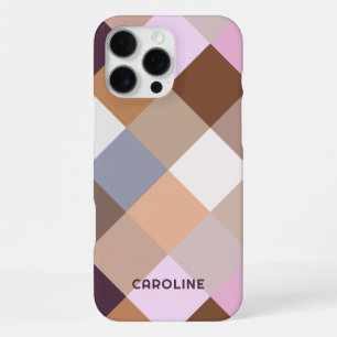 Funda Para iPhone 16 Pro Max Mosaico Rosa Malva Clásico Melocotón Naranja Viole