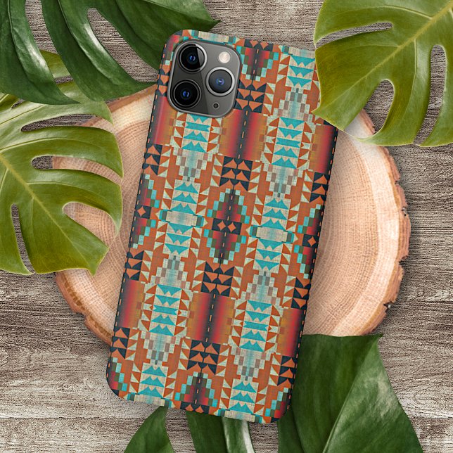 Funda Para iPhone Mosaico tribal único Aqua Blue Red Naranja (Subido por el creador)
