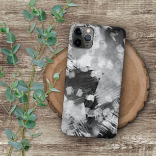 Funda Para iPhone 16 Pro Max Motivo de Arte con Pinceladas Negras Grises Blanca