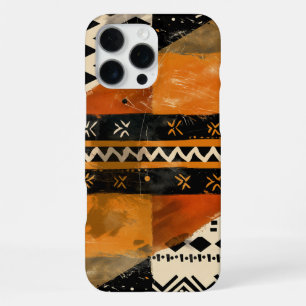 Funda Para iPhone 16 Pro Max Motivos tribales en tonos negros y tierra