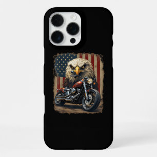 Funda Para iPhone 16 Pro Max Motocicleta Bandera de EE. UU. Retro Chopper Moter