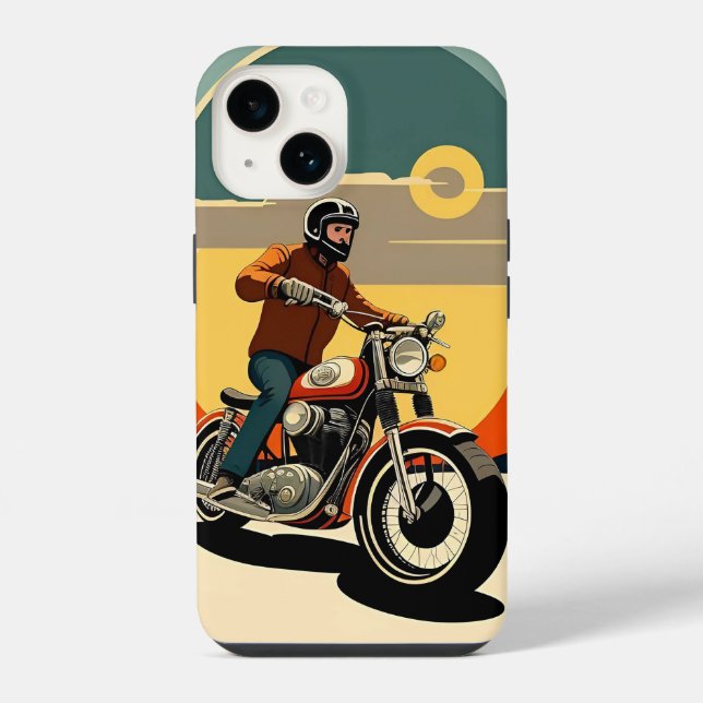 Funda Para iPhone Motociclista Estilo Retro (Reverso )
