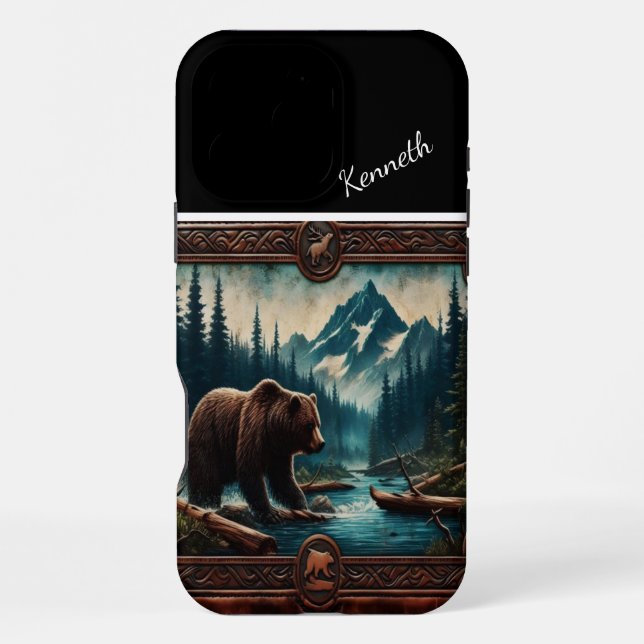 Funda Para iPhone Mountain Stream Grizzly (Reverso )