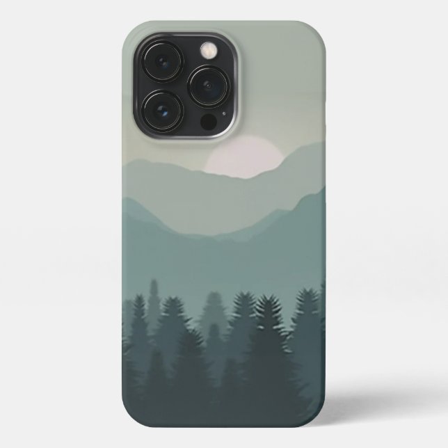 Funda Para iPhone Mountain Sunrise Forest Fog Art iPhone (Reverso)