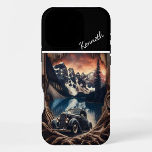 Funda Para iPhone 16 Pro Max Mountain Vista a través de la madera