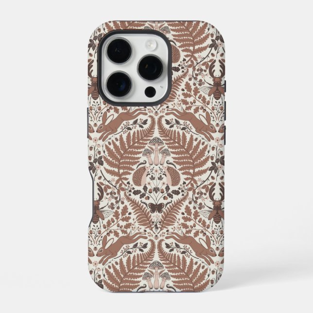 Funda Para iPhone Mousse de Mocha, animales y plantas de bosque (Reverso )