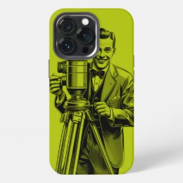 Funda Para iPhone 13 Pro Movie cameraman vintage lime green 