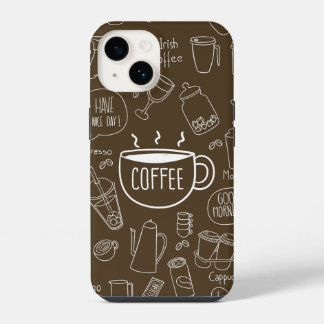 Funda Para iPhone 14 Mug de patrón de la copa de café retro - Perfecto 