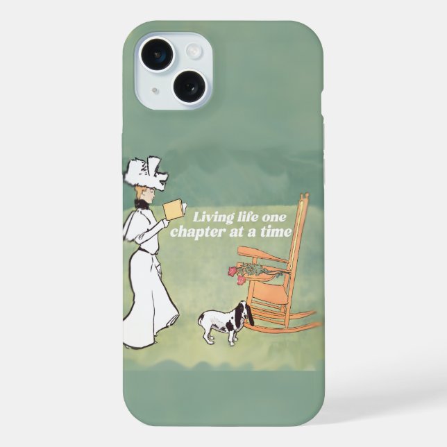 Funda Para iPhone Mujer amante de los libros y perro leyendo (Reverso )