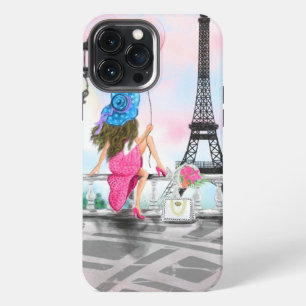 Funda Para iPhone 13 Pro Max Mujer con globo de corazón rosa - Amo París