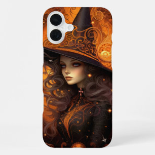 FUNDA PARA iPhone 16 PLUS MUJER DE CARTAS DE TAROT NARANJA GÓTICA ESPELUZNAN