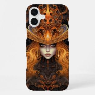 FUNDA PARA iPhone 16 PLUS MUJER DE CARTAS DE TAROT NARANJA GÓTICA ESPELUZNAN