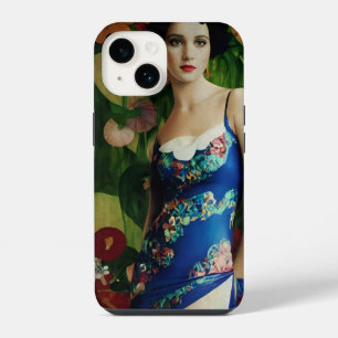 Funda Para iPhone 14 Mujer de estilo Art Déco elegante con grandes flor