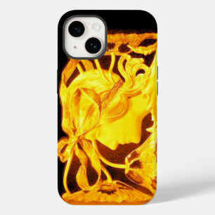 FUNDA PARA iPhone 14 MUJER ELEGANTE BELLEZA JOYA /SEÑORA, LAZO AZUL, FL