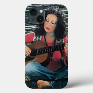 Mujer Jugando Música Con Guitarra Acústica