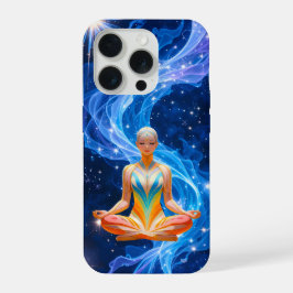 Mujer meditativa con energía flotante