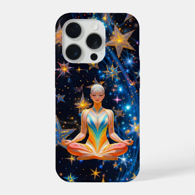 Funda Para iPhone Mujer meditativa - Diseño de galaxia mística (Reverso )