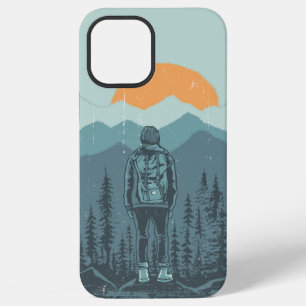 Funda Para iPhone 12 Pro Max Mujer Mochilera Atardecer Bosque Montañoso
