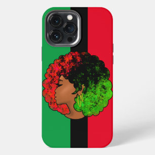 Funda Para iPhone 13 Pro Max Mujer niña negra panafricana orgullo afro verde ro