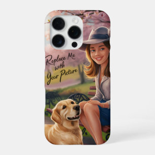 Funda Para iPhone 16 Pro Mujer Perro Banco del Parque Retrato