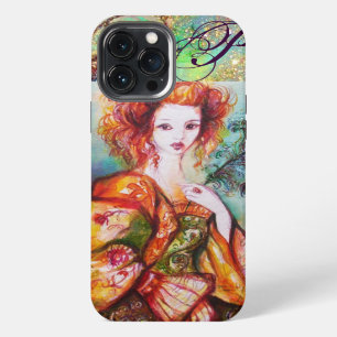 FUNDA PARA iPhone 13 PRO MAX MUJER ROMÁNTICA CON PLUMA DE PAVO REAL BRILLANTE
