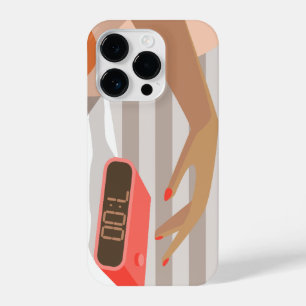 Funda Para iPhone 14 Pro Mujeres presionando con la mano el botón de snooze