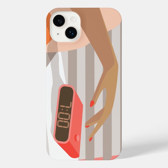 Funda Para iPhone Mujeres presionando con la mano el botón de snooze (Reverso )