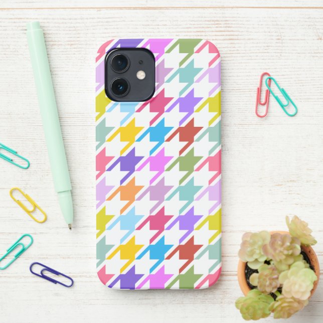 Funda Para iPhone Multicolor inalámbrico + Gran patrón blanco (En el escritorio)