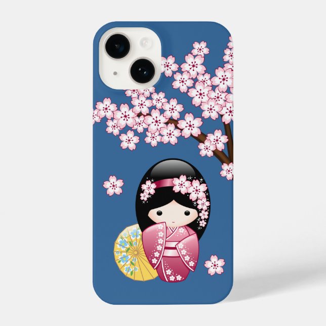 Funda Para iPhone Muñeca Kokeshi de primavera - Geisha japonesa suav (Reverso )