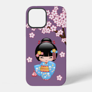 Funda Para iPhone 12 Muñeca Maiko Kokeshi - Niña Geisha de Kimono Azul