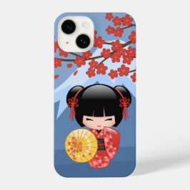 Funda Para iPhone 14 Muñeca roja Sakura Kokeshi - Chica cute Geisha
