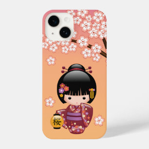 Funda Para iPhone 14 Muñeca Sakura Kokeshi - Chica de Geisha en la Enví