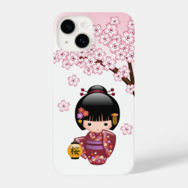 Funda Para iPhone 14 Muñeca Sakura Kokeshi - Chica Geisha japonés