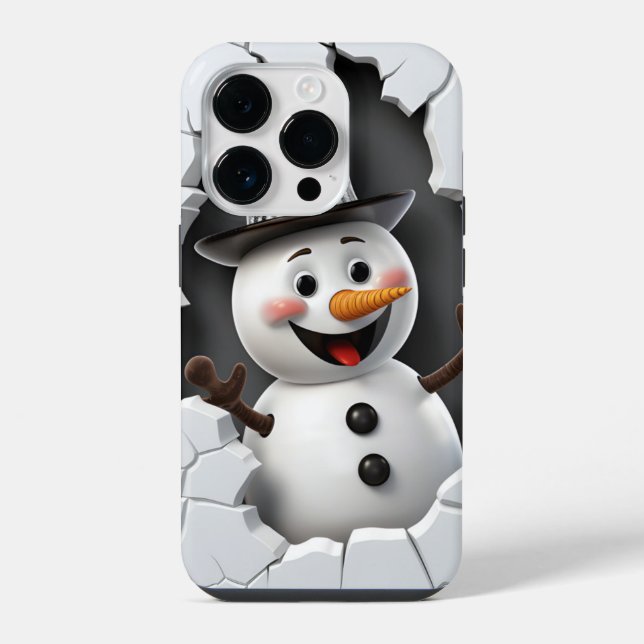 Funda Para iPhone Muñeco de nieve de Navidad en 3D (Reverso )