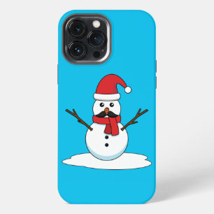 Funda Para iPhone 13 Pro Max Muñeco de nieve divertido con bigote y zanahoria