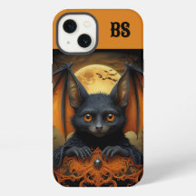 murciélago espeluznante de Halloween naranja y neg