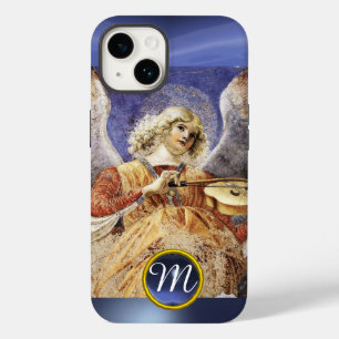 Funda Para iPhone 14 MÚSICA HACIENDO ÁNGEL , Monograma de zafiro azul