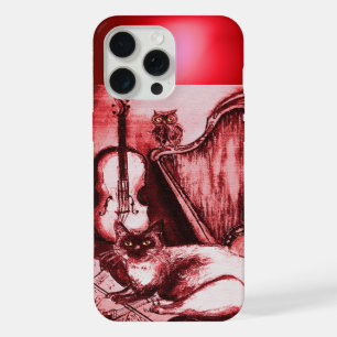 MÚSICO GATO, BÚHO, INSTRUMENTOS MUSICALES EN RUBÍ 