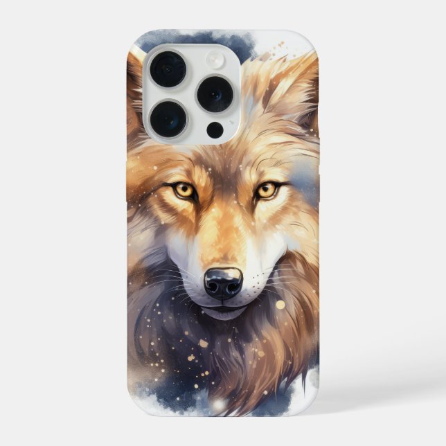 Funda Para iPhone Mystical Golden Wolf iPhone 15 Pro Case (Reverso )