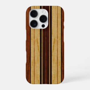 Funda Para iPhone 16 Pro Nalu Hou Faux Koa Wood Surfboard