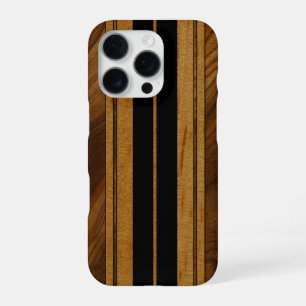 Funda Para iPhone 16 Pro Nalu Mua Faux Koa Wood Surfboard Black