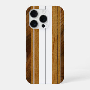 Funda Para iPhone 16 Pro Nalu Mua Faux Koa Wood Surfboard White